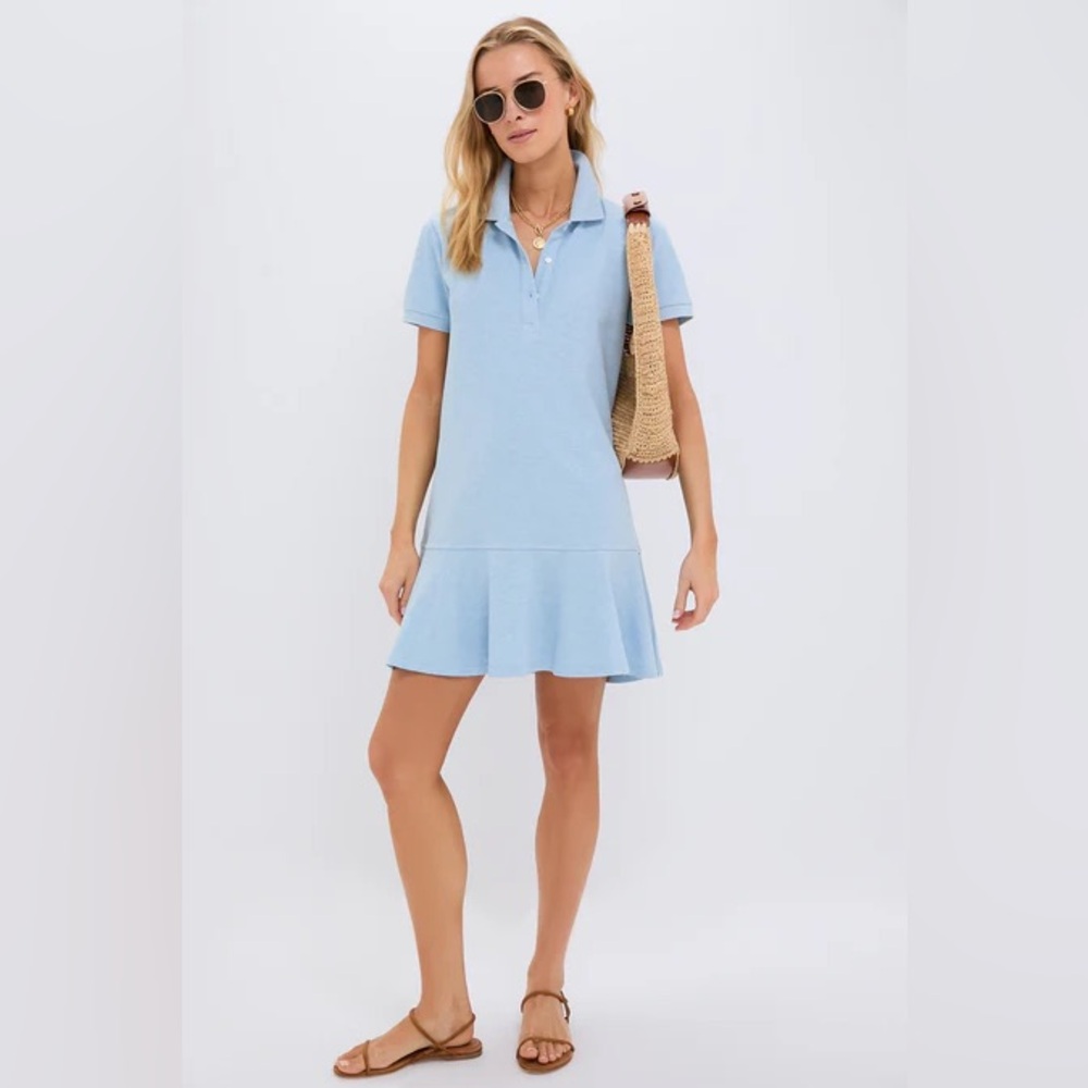 Tuckernuck Light Blue Polo Ruffle Hem Dress